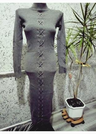 Платье вязаное миди макси.1 фото