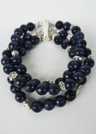 Браслет багатоярусний з натурального каменю авантюрин