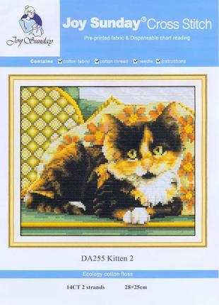 Набор для вышивания по нанесённой на канву схеме "kitten 2".  aida 14ct printed, 28*25 см2 фото