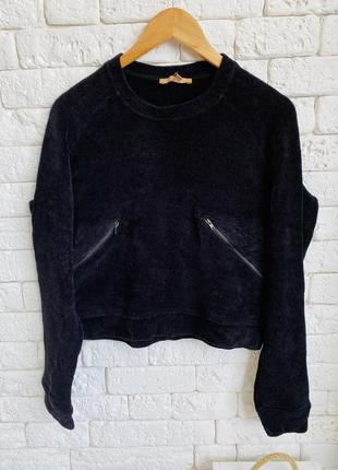 Велюровый свитер оверсайз zara, плюшевая кофта с карманами2 фото