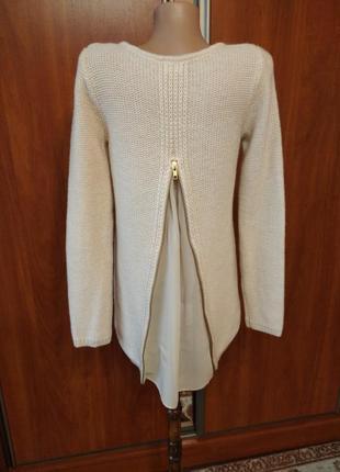 Вовняний светр, кофта з шифоновою спиною ,alba moda(brunello coccinele,loro piana)4 фото