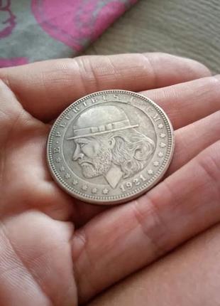 Монета 1 доллар. one dollar. техника hobo nickel. коллекционная4 фото