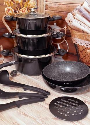 Набір посуду edenberg (15 предметів) (чорний)
