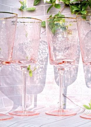 Набір келихів рожеве скло для червоного вина 350 мл (рожевий) ...