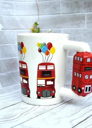 Чашка london holiday bus 375 мл (біла/червона)