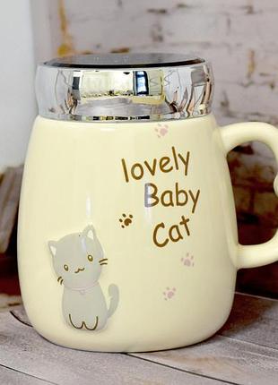 Чашка керамічна baby cat 500 мл (жовта)