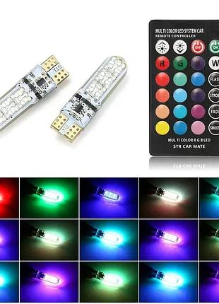 Габарити rgb w5w t10 + пульт + стробоскоп