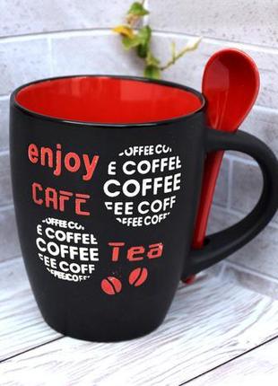 Чашка з ложкою extrа 360 мл (червона)