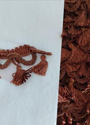 Бахрома декоративна стрічка з китичками  коричневий колір 10грн 1м
