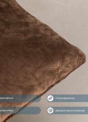 Подушка декоративна "velour" 40*40 см коричневий5 фото