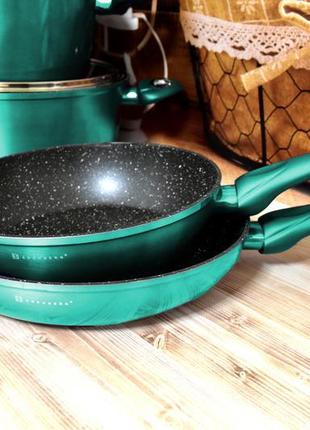 Набір посуду (15 предметів) edenberg (бірюзовий/чорний)4 фото