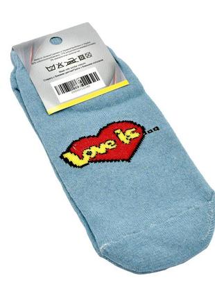Шкарпетки жіночі з написом (блакитні)3 фото