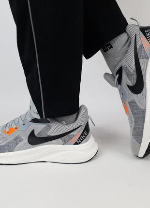 Кроссовки мужские весна лето серые nike air zoom grey white. беговые кроссовки летние для мужчин найк аир зум1 фото