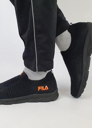 Мокасини чоловічі чорні літні з помаранчевим fila mind zero black orange. чоловічі кросівки літні чорні філа1 фото