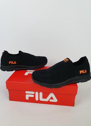 Мокасини чоловічі чорні літні з помаранчевим fila mind zero black orange. чоловічі кросівки літні чорні філа3 фото