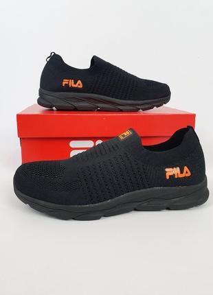 Мокасини чоловічі чорні літні з помаранчевим fila mind zero black orange. чоловічі кросівки літні чорні філа6 фото