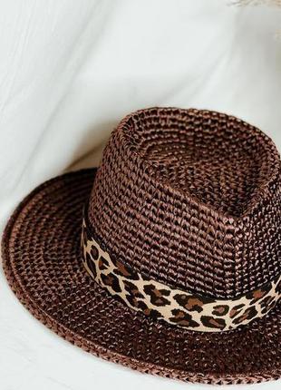 Легкая летняя шляпа федора с полями 6-7 см7 фото