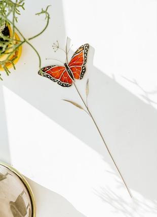 Витражный декор для дома и сада ручной работы, стеклянный сувенир фигурка бабочка, подарок любимой3 фото
