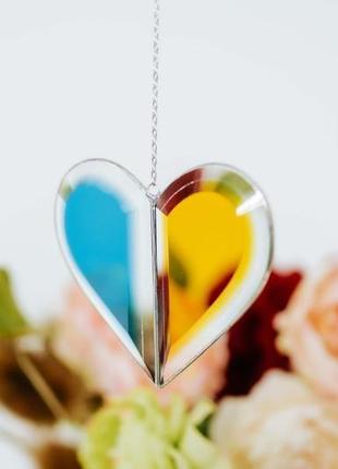 Вітражний сувенір, сувенір зі скла, подарунок, українське серце8 фото