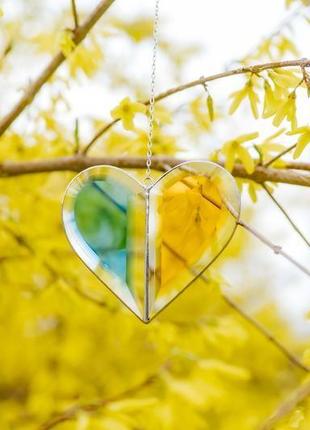Витражный сувенир, сувенир из стекла, подарок, украинское сердце10 фото