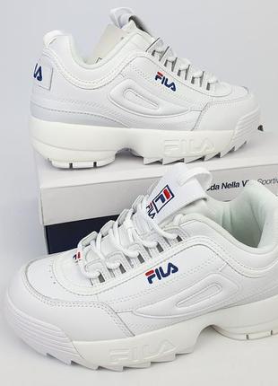 Женские кроссовки белые fila disruptor 2 white. весенние кроссовки для женщин белые фила дисраптор 210 фото