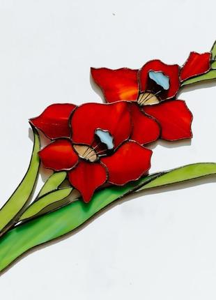 Гладиолус, витражный сувенир, подарок из стекла, цветок гладиолус3 фото