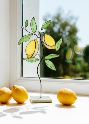 Интерьерная скульптура лимонное дерево, весенний декор, витражный сувенир