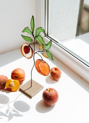 Интерьерная скульптура персик, растение из витражного стекла, декор на стол, домашний уют3 фото