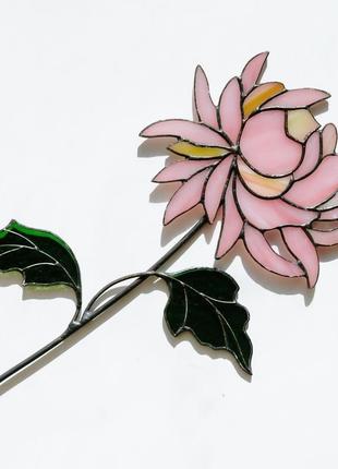 Витражный цветок хризантема, декор для дома, сувенир из стекла