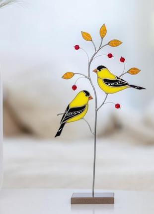 Стеклянные птицы пара щиклов, домашний декор в витражной технике tiffany6 фото