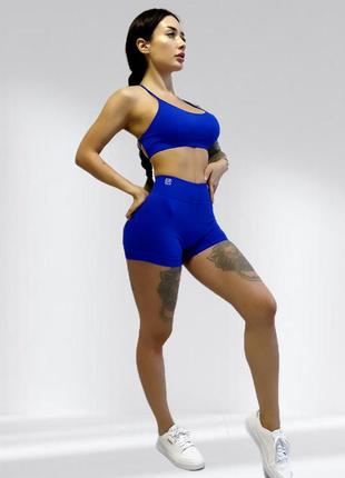 Костюм для фитнеса женский lilafit комплект шорты и топ синий s (lft000030)2 фото