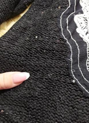Черный свитер пайетка пайетки джемпер свитшот6 фото