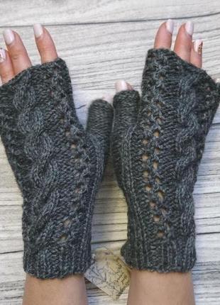Серые женские митенки - женские митенки bonami - шерстяные перчатки без пальцев