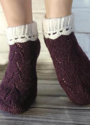 Ажурные носки - вязаные носочки для дома - красивые носки в подарок3 фото