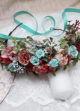 Венок украинский на голову с цветами