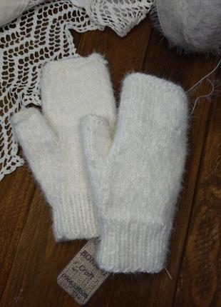 Пухнасті мітенки - жіночі рукавички без пальців5 фото