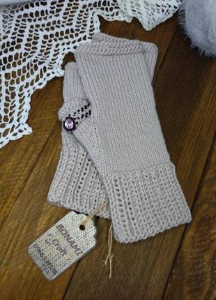 Элегантные женские митенки с шерсти baby came- митенки с колечком - перчатки без...