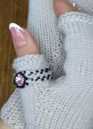 Элегантные женские митенки с шерсти baby came- митенки с колечком - перчатки без...