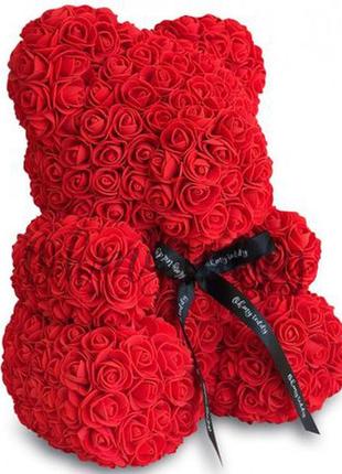 Ведмедик тедді з троянд 3d 25 і 40 см у гарному подарунковому пак6 фото