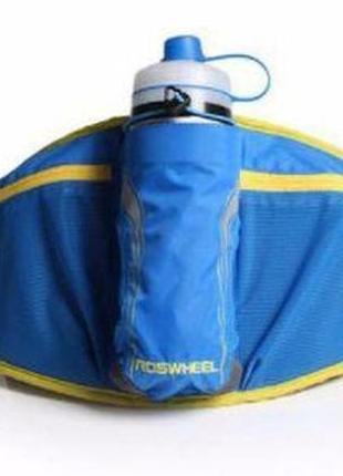 Напоясная спортивная сумка для бега roswheel 15934 серый / желтый