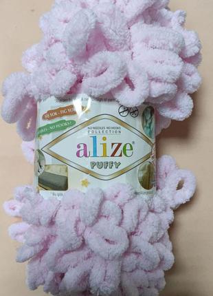 Пряжа alize puffy розовый