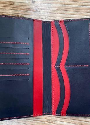 Женский кошелек-клатч из натуральной кожи, красный, черный2 фото