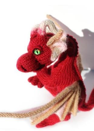 Червоний дракон, авторська іграшка ручної роботи5 фото