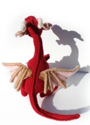 Червоний дракон, авторська іграшка ручної роботи2 фото