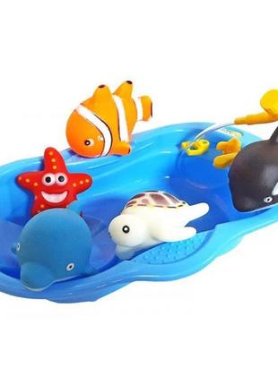 Іграшки для купання "морської світ" з ванночною в пакеті 605-4