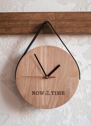 Деревянные настенные часы "now is the time"3 фото