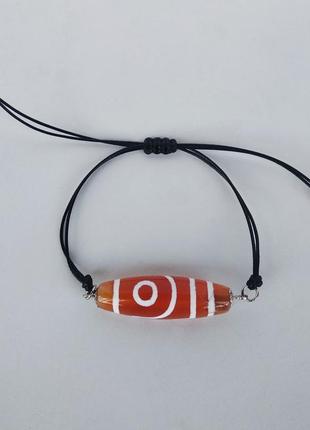 Браслет с тибетской бусиной дзи " 2 глаза " из сердолика