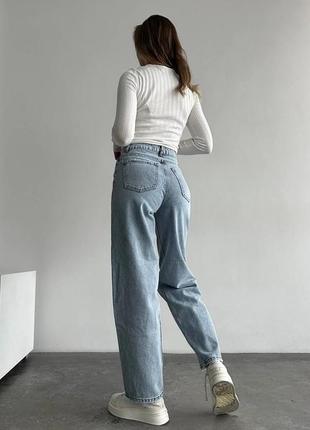 Женские весенние джинсы багги с завышенной талией размеры 25-294 фото