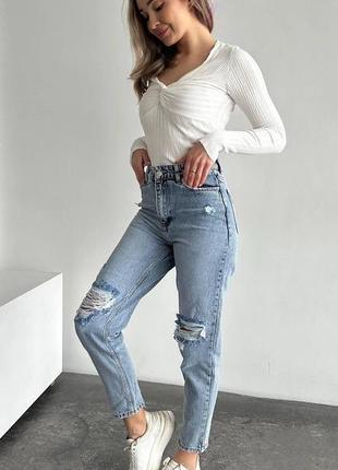 Женские весенние джинсы багги с завышенной талией размеры 25-293 фото