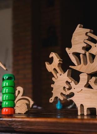 Балансир динозавры, деревянная игрушка.6 фото
